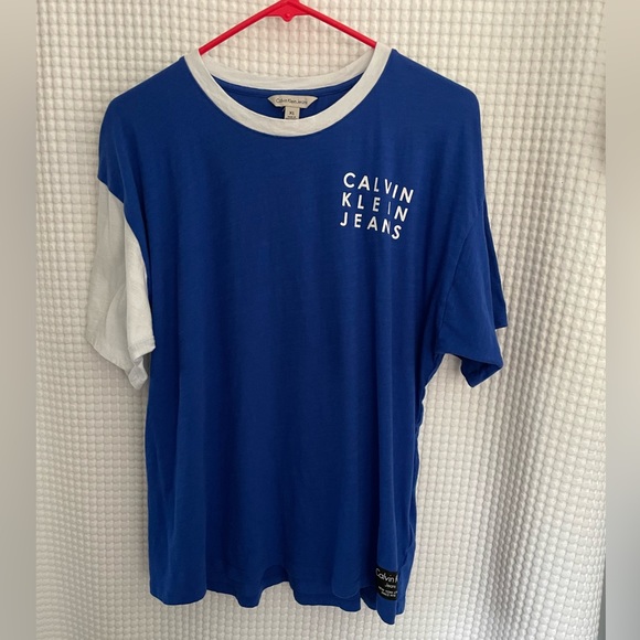 CALVIN KLEIN JEANS men’s Royal blue and white t-shirt size XL. - Picture 1 of 2